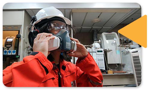 man with respirator